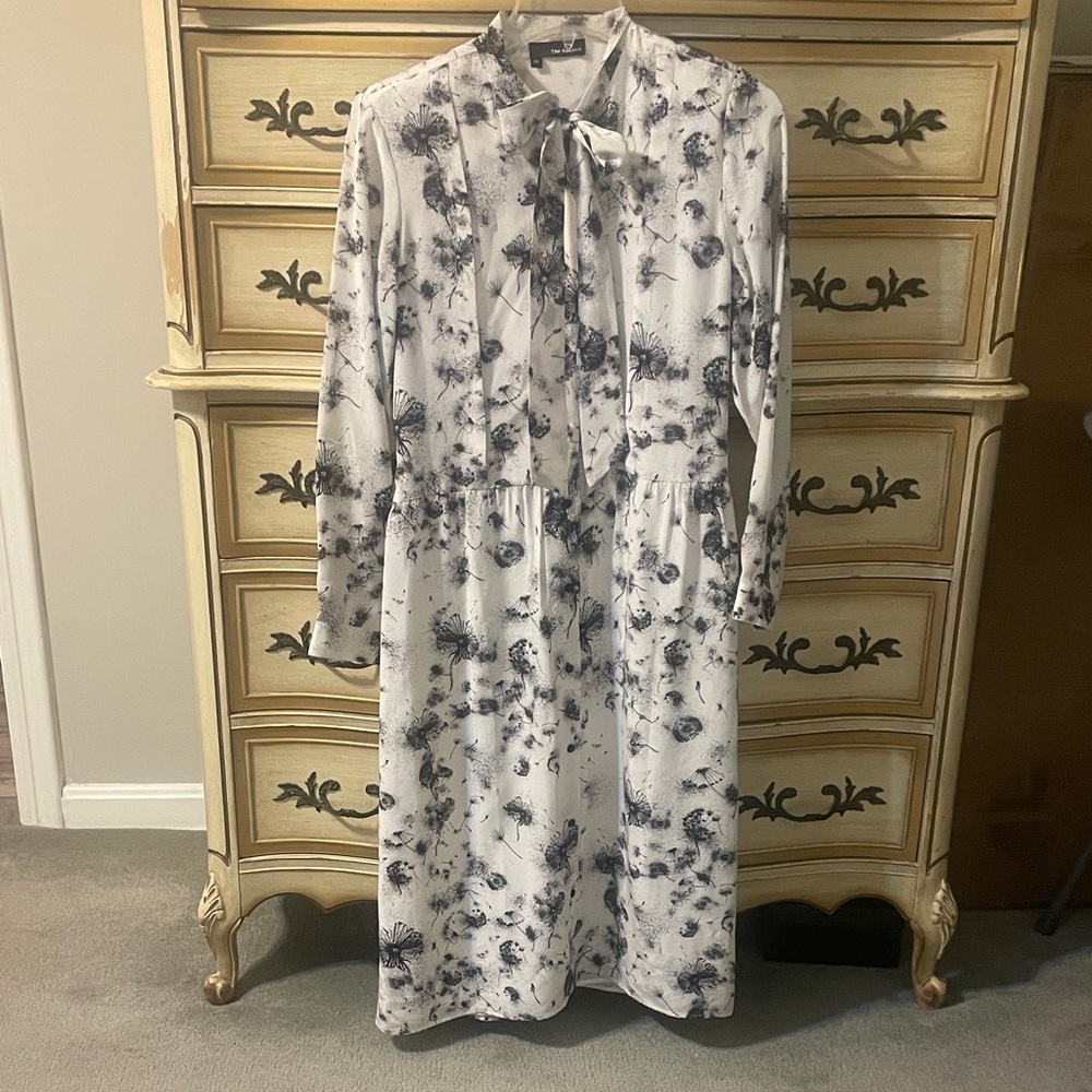 The Kooples 100% Silk Tie-Neck Dandelion Midi Dress size XS